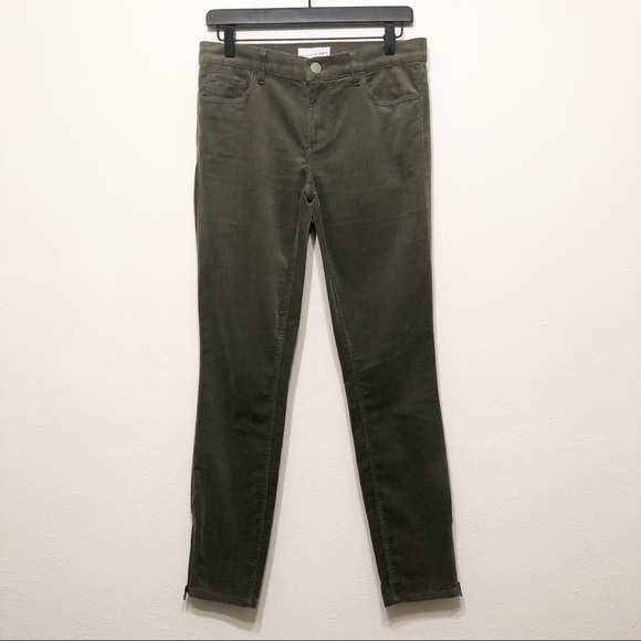 Loft Olive Corduroy Skinny Zipper Ankle Pants - 27 - Picture 1 of 8